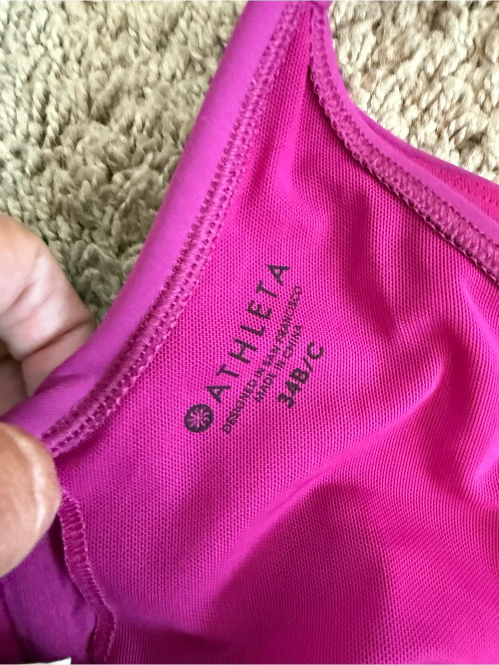 Athleta Bra Cup Wrap Halter Bikini Top Pink Swim Style 383978-03 Size 34 B/C